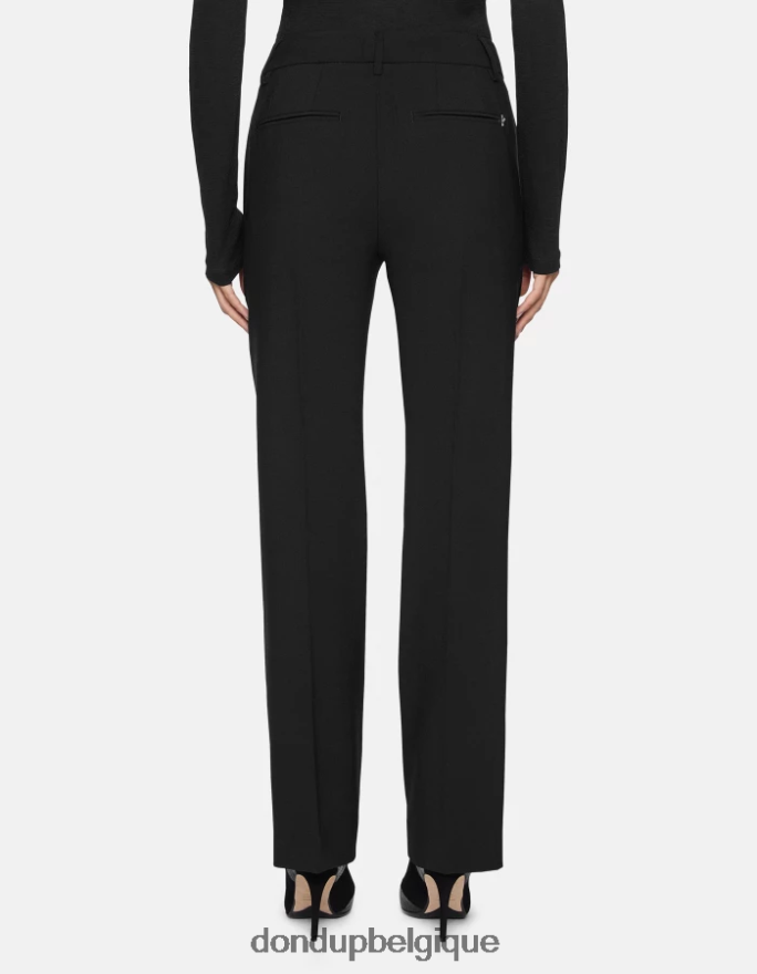 femmes vêtements DONDUP noir pantalon ample en laine 30 pouces meli 8826D0240