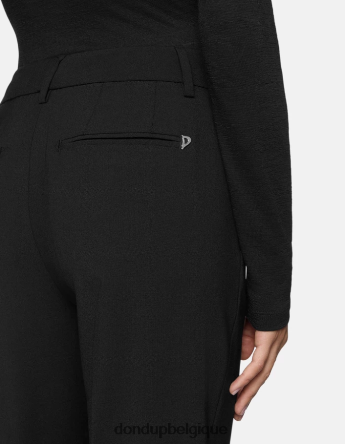 femmes vêtements DONDUP noir pantalon ample en laine 30 pouces meli 8826D0240
