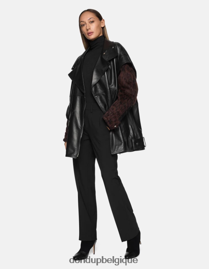 femmes vêtements DONDUP noir pantalon ample en laine 30 pouces meli 8826D0240