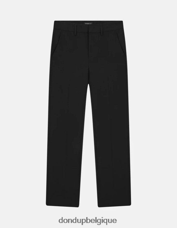 femmes vêtements DONDUP noir pantalon ample en laine 30 pouces meli 8826D0240