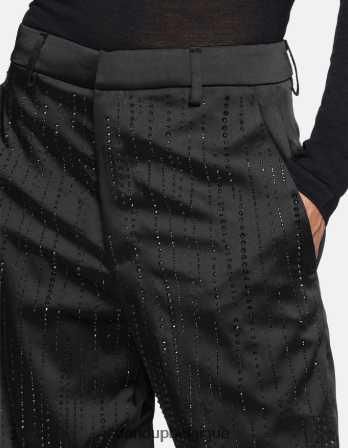 femmes vêtements DONDUP noir pantalon ample en satin micaela 8826D0190