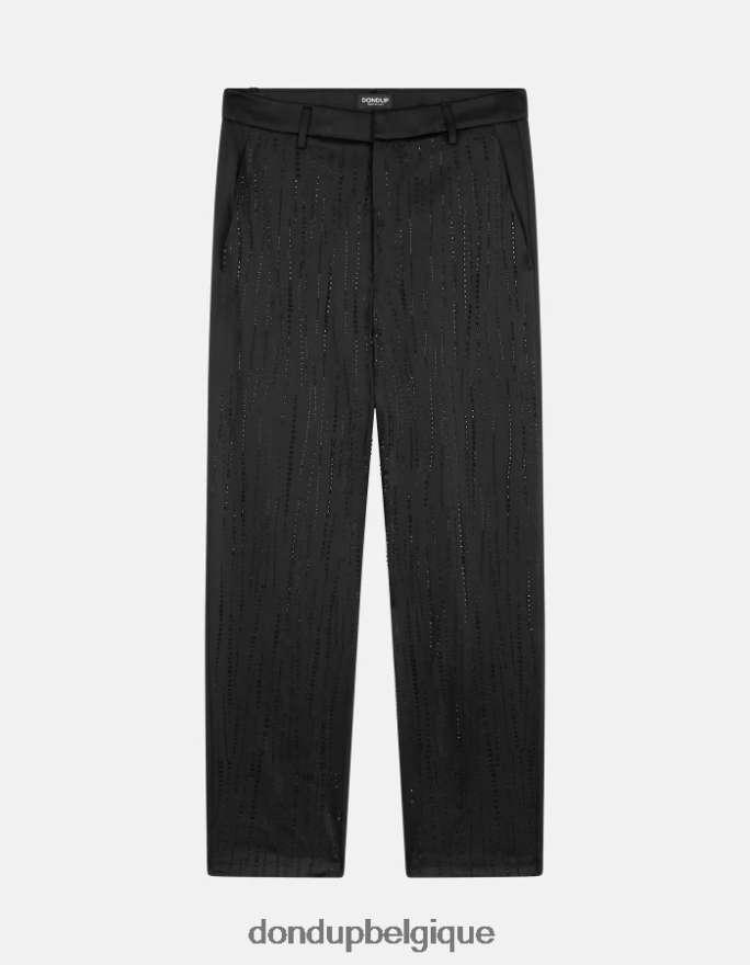 femmes vêtements DONDUP noir pantalon ample en satin micaela 8826D0190