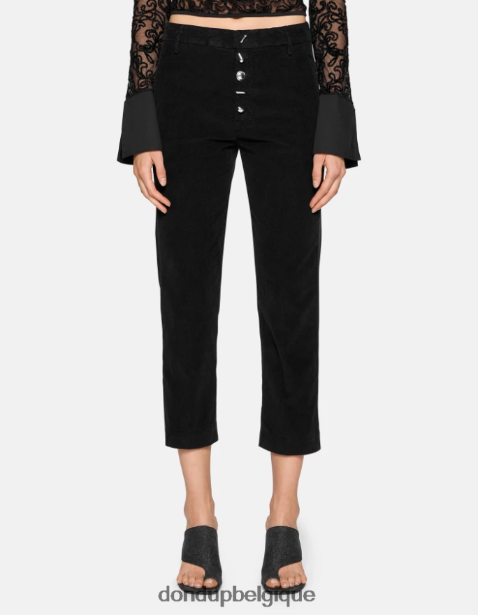 femmes vêtements DONDUP noir pantalon ample en velours nima 8826D0137