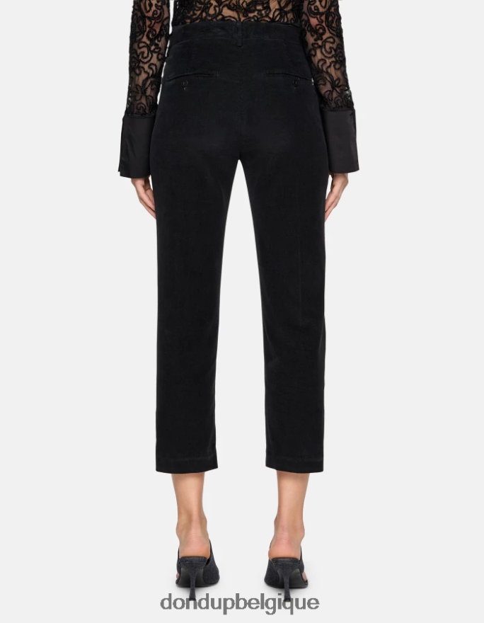femmes vêtements DONDUP noir pantalon ample en velours nima 8826D0137