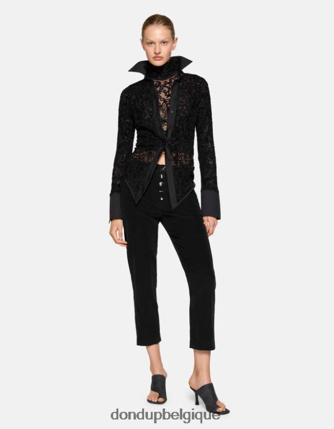 femmes vêtements DONDUP noir pantalon ample en velours nima 8826D0137