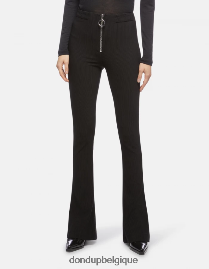 femmes vêtements DONDUP noir pantalon bootcut en jersey avril 8826D0217