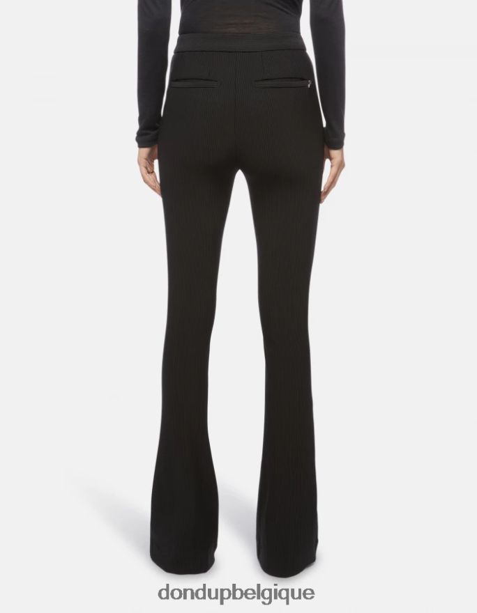 femmes vêtements DONDUP noir pantalon bootcut en jersey avril 8826D0217