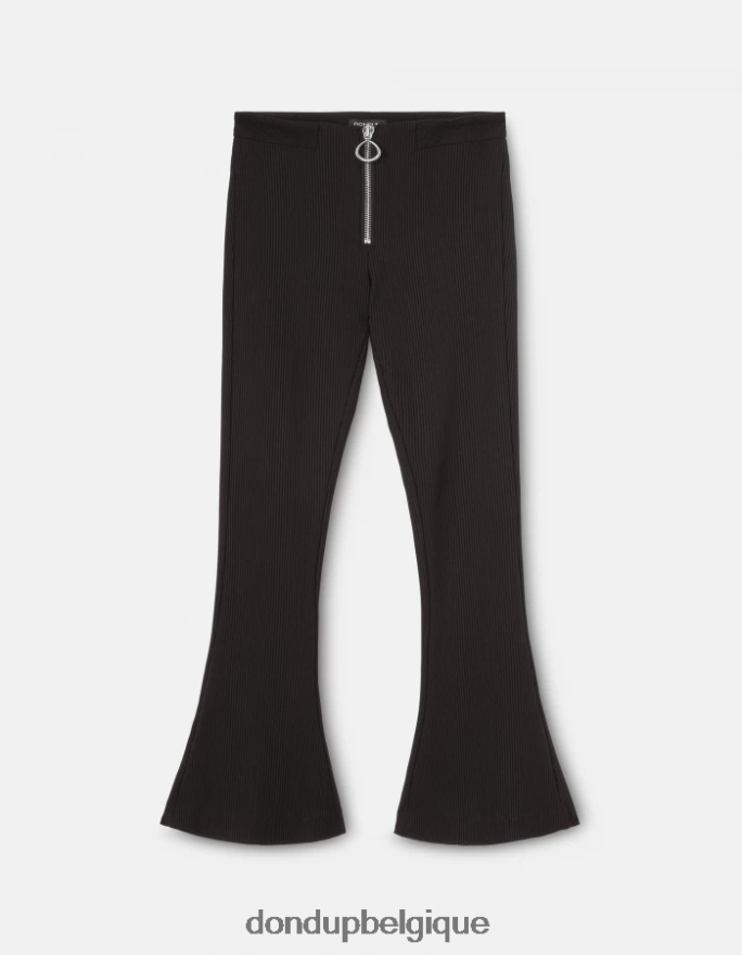 femmes vêtements DONDUP noir pantalon bootcut en jersey avril 8826D0217
