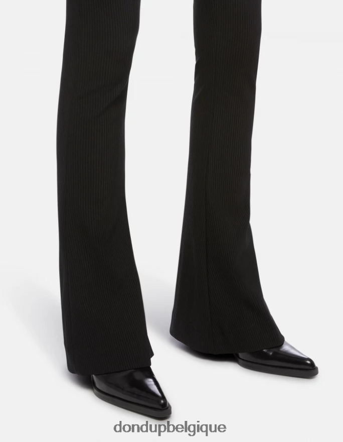 femmes vêtements DONDUP noir pantalon bootcut en jersey avril 8826D0217