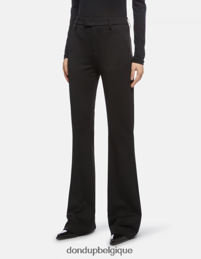 femmes vêtements DONDUP noir pantalon bootcut en jersey tina 8826D0205