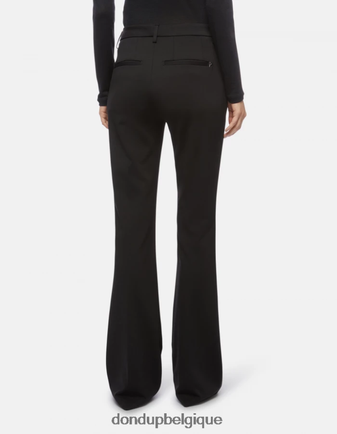 femmes vêtements DONDUP noir pantalon bootcut en jersey tina 8826D0205