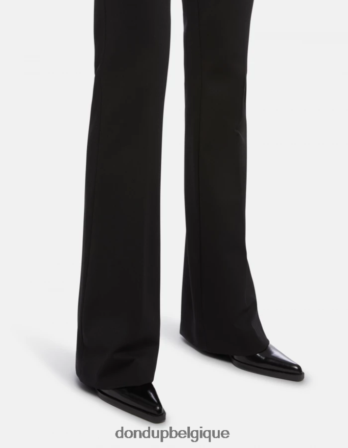 femmes vêtements DONDUP noir pantalon bootcut en jersey tina 8826D0205