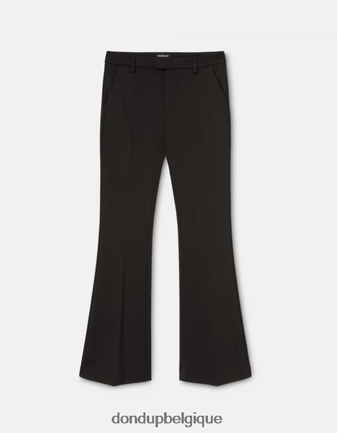 femmes vêtements DONDUP noir pantalon bootcut en jersey tina 8826D0205