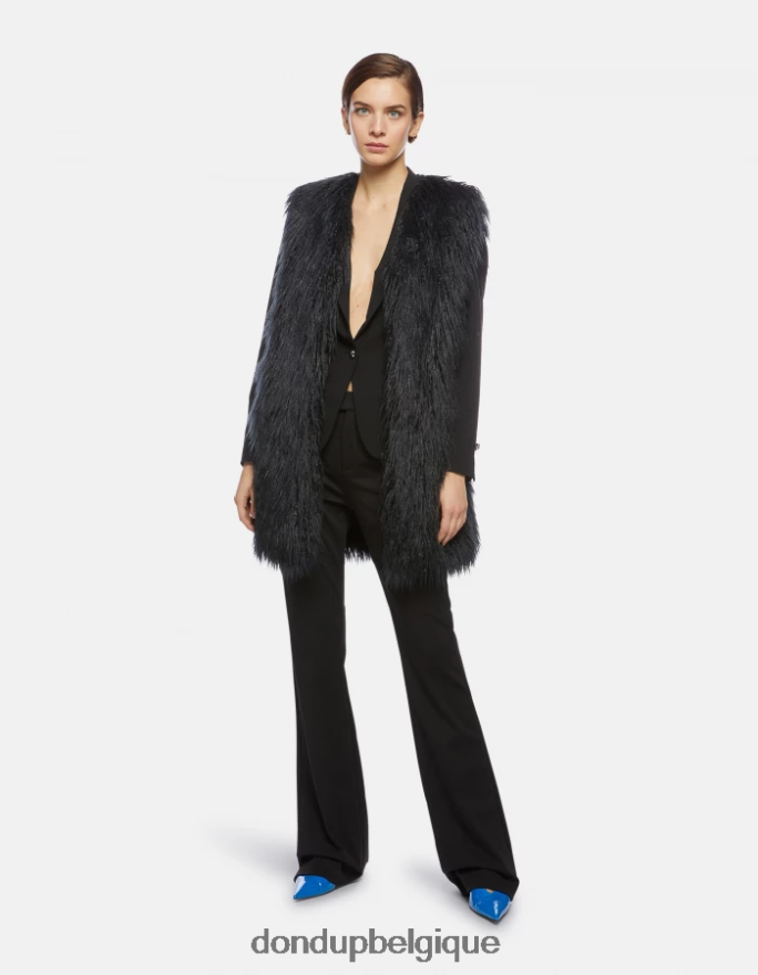 femmes vêtements DONDUP noir pantalon bootcut en jersey tina 8826D0205