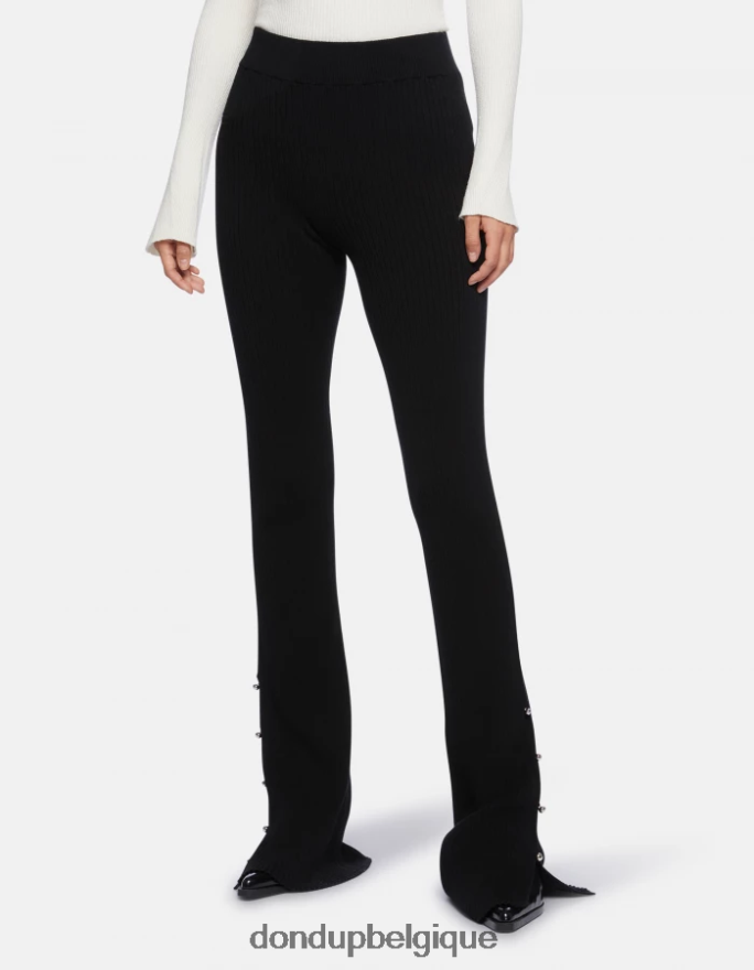 femmes vêtements DONDUP noir pantalon bootcut en viscose 8826D0218