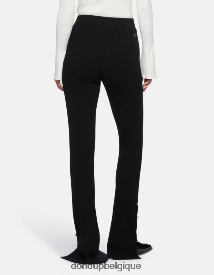 femmes vêtements DONDUP noir pantalon bootcut en viscose 8826D0218