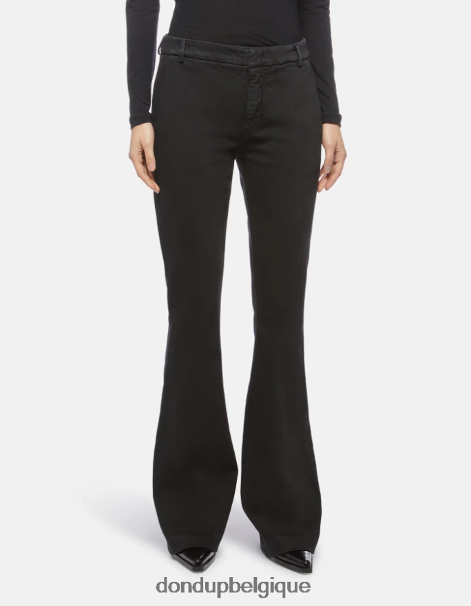 femmes vêtements DONDUP noir pantalon bootcut lexi en denim bull stretch 8826D0216