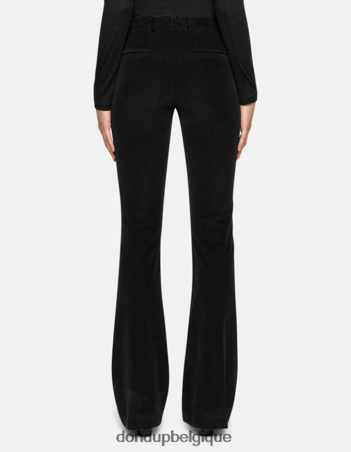 femmes vêtements DONDUP noir pantalon bootcut lexi en velours 8826D0120