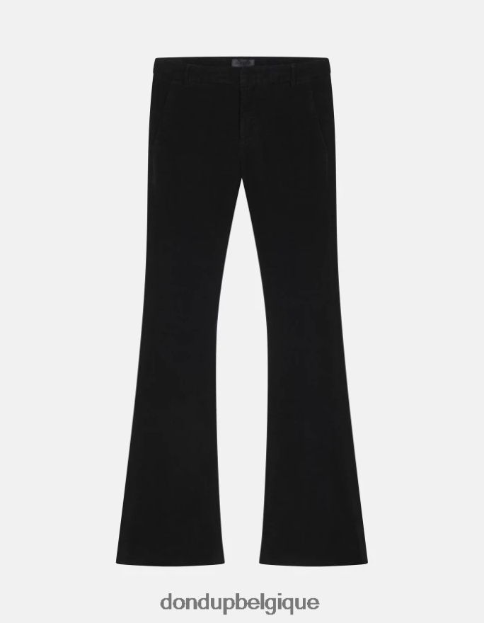 femmes vêtements DONDUP noir pantalon bootcut lexi en velours 8826D0120