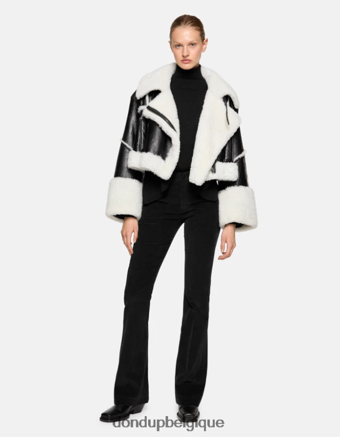 femmes vêtements DONDUP noir pantalon bootcut lexi en velours 8826D0120