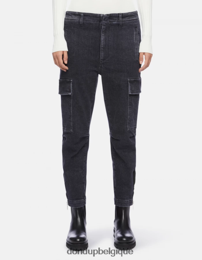 femmes vêtements DONDUP noir pantalon cargo en jean stretch eve 8826D0160
