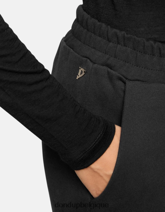 femmes vêtements DONDUP noir pantalon de jogging coupe classique en molleton 8826D0139