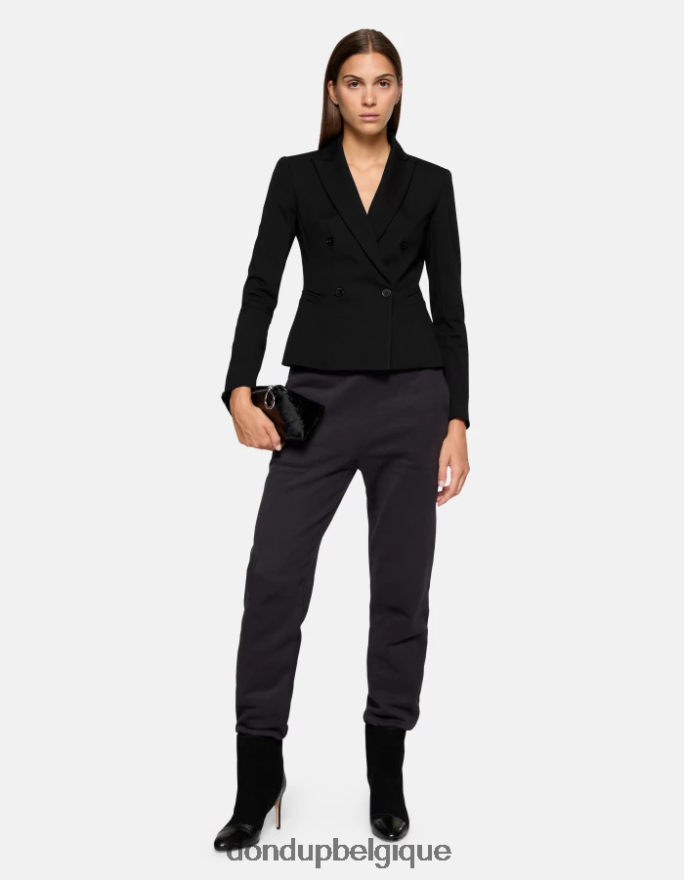 femmes vêtements DONDUP noir pantalon de jogging coupe classique en molleton 8826D0139