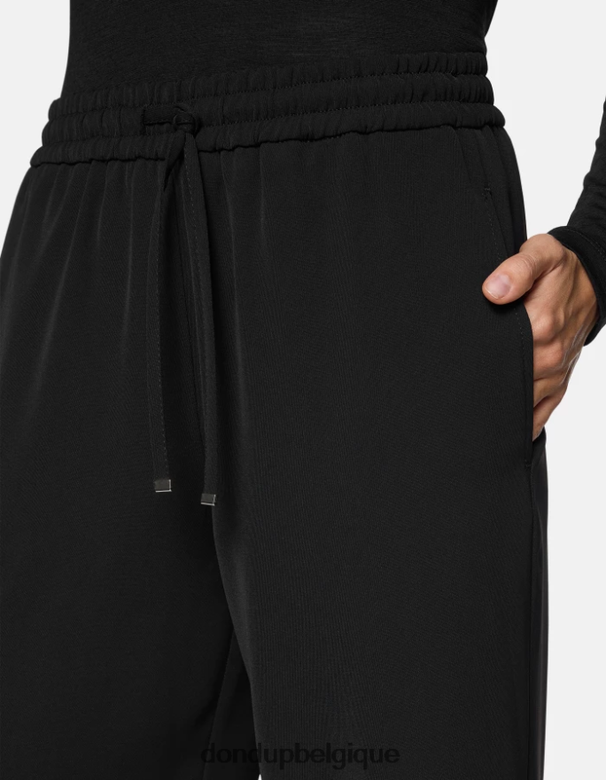 femmes vêtements DONDUP noir pantalon de jogging en gabardine marisol 8826D0151