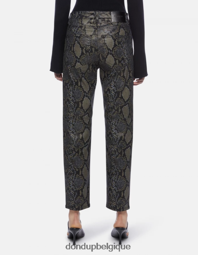 femmes vêtements DONDUP noir pantalon en coton imprimé coupe classique nicole 8826D082