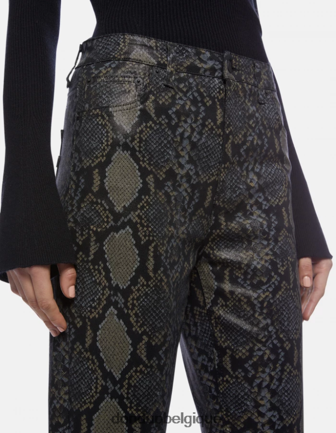 femmes vêtements DONDUP noir pantalon en coton imprimé coupe classique nicole 8826D082
