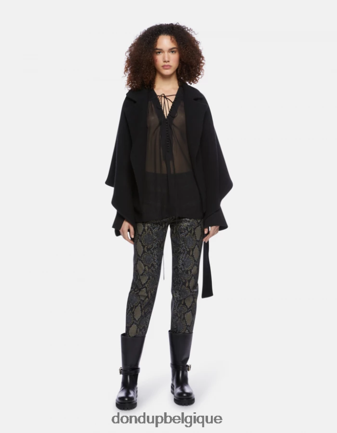 femmes vêtements DONDUP noir pantalon en coton imprimé coupe classique nicole 8826D082