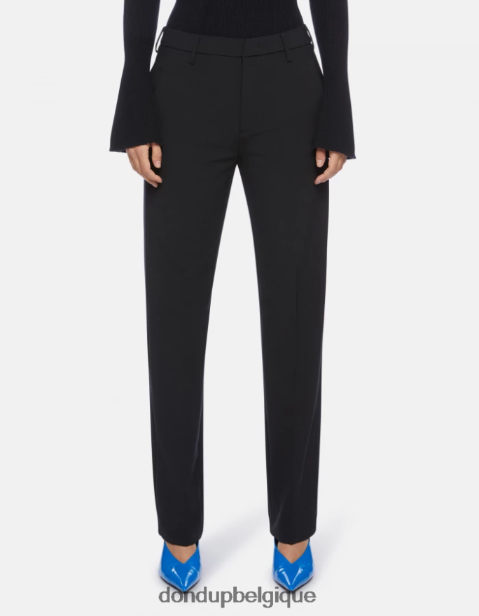 femmes vêtements DONDUP noir pantalon en laine coupe classique patty 8826D0196