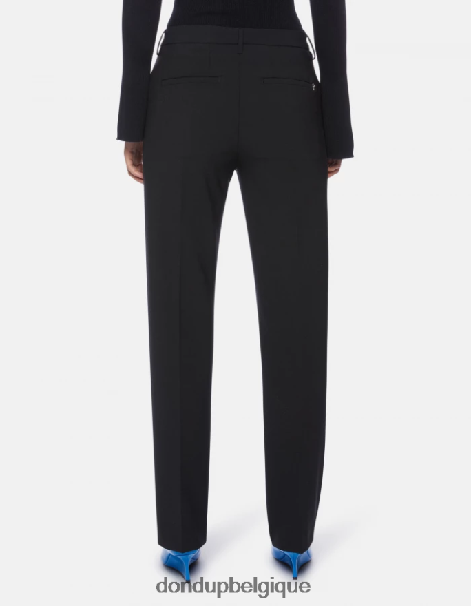 femmes vêtements DONDUP noir pantalon en laine coupe classique patty 8826D0196