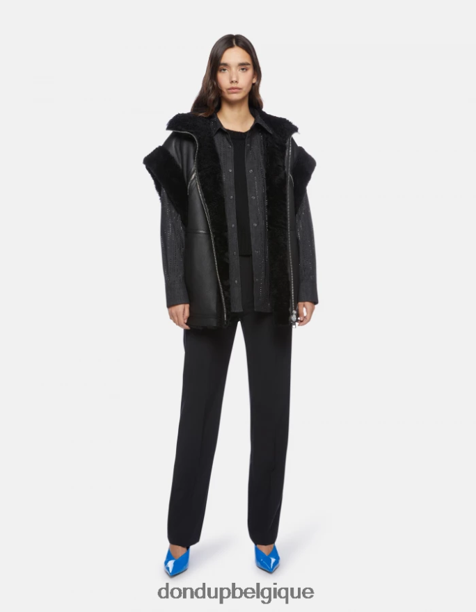 femmes vêtements DONDUP noir pantalon en laine coupe classique patty 8826D0196
