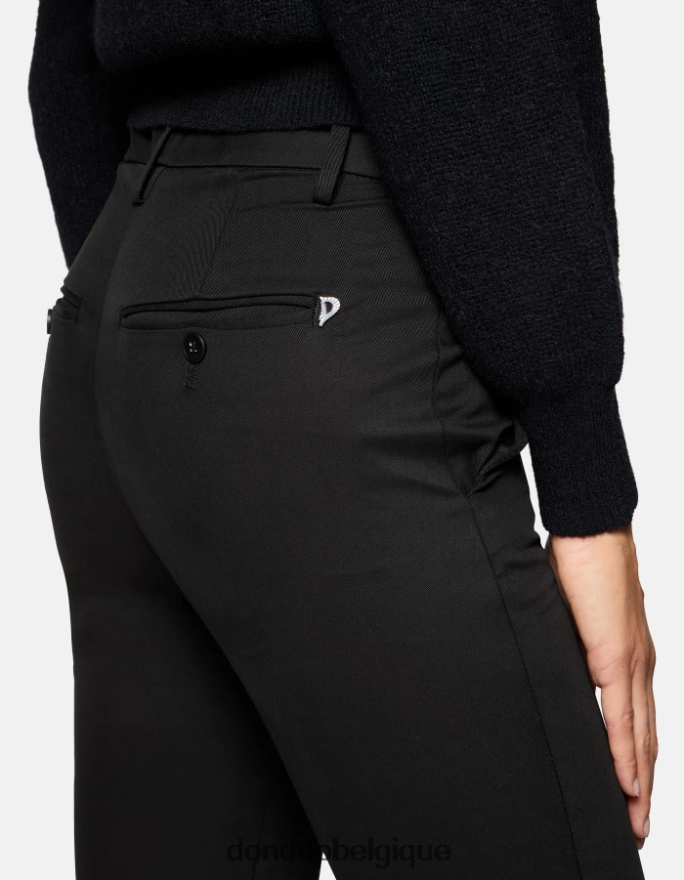 femmes vêtements DONDUP noir pantalon slim en coton Carmen 8826D0206