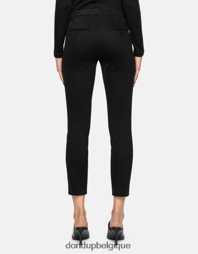 femmes vêtements DONDUP noir pantalon slim en coton parfait 8826D0177