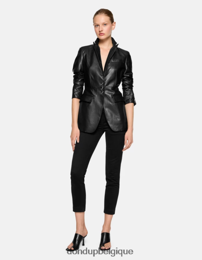 femmes vêtements DONDUP noir pantalon slim en coton parfait 8826D0177