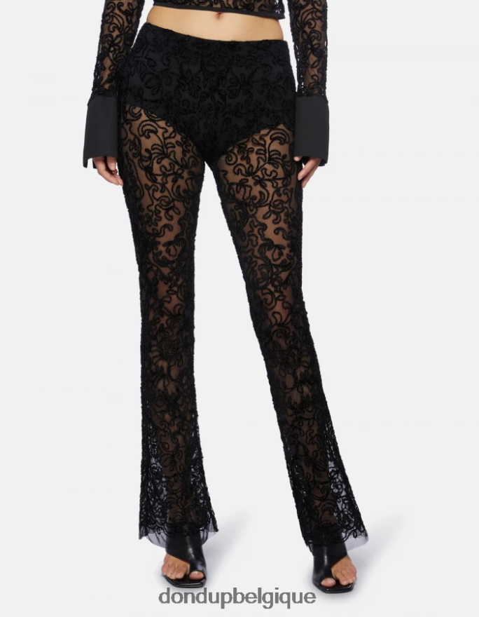 femmes vêtements DONDUP noir pantalon slim en dentelle 8826D0239