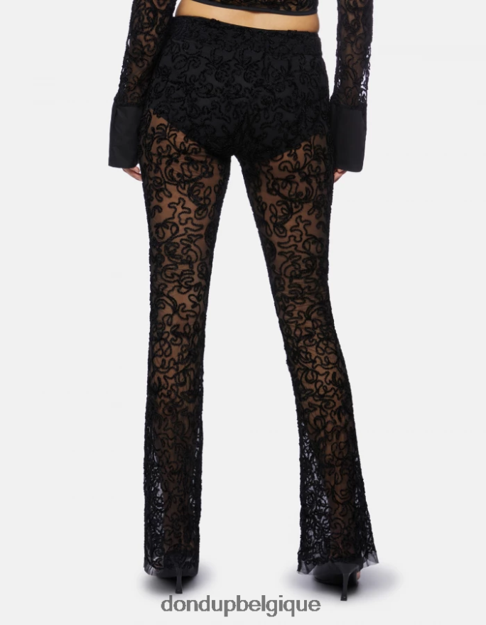 femmes vêtements DONDUP noir pantalon slim en dentelle 8826D0239