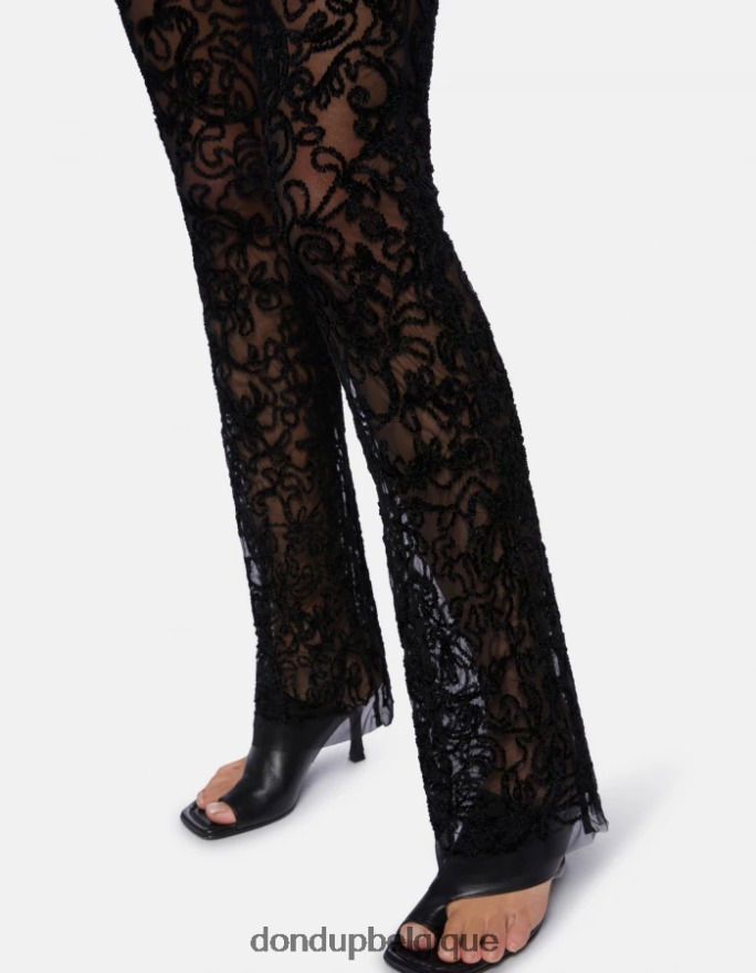 femmes vêtements DONDUP noir pantalon slim en dentelle 8826D0239