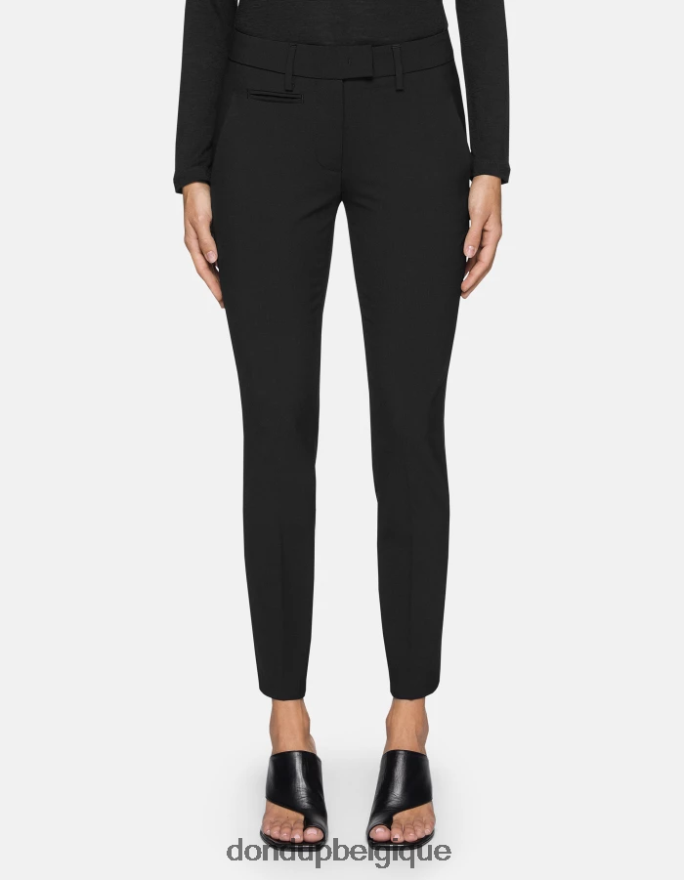 femmes vêtements DONDUP noir pantalon slim fit parfait en laine 8826D0185