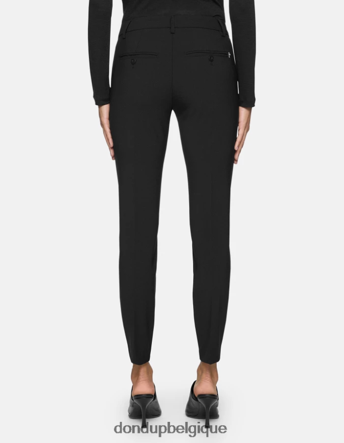 femmes vêtements DONDUP noir pantalon slim fit parfait en laine 8826D0185