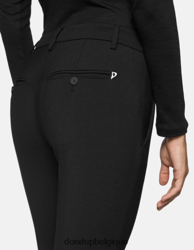 femmes vêtements DONDUP noir pantalon slim fit parfait en laine 8826D0185
