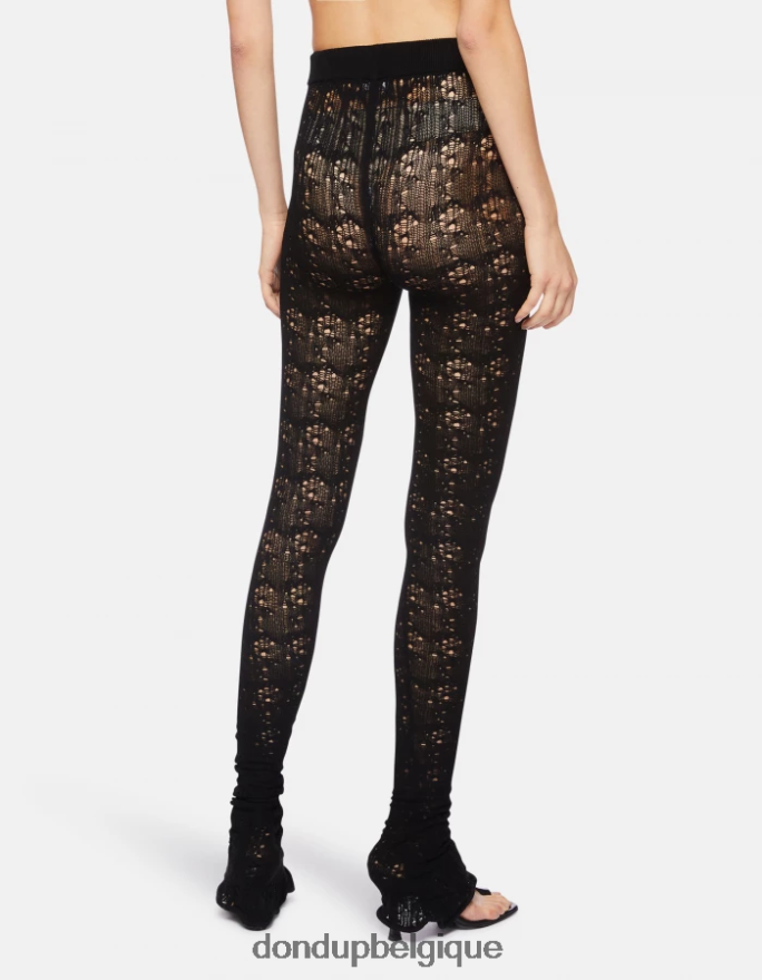 femmes vêtements DONDUP noir pantalon super skinny en dentelle 8826D0172