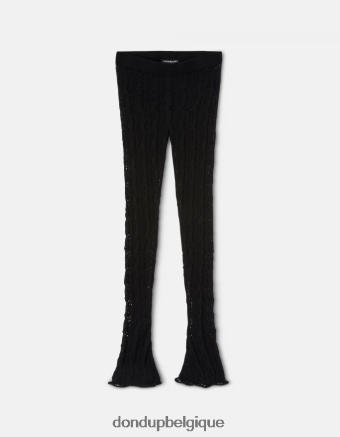 femmes vêtements DONDUP noir pantalon super skinny en dentelle 8826D0172