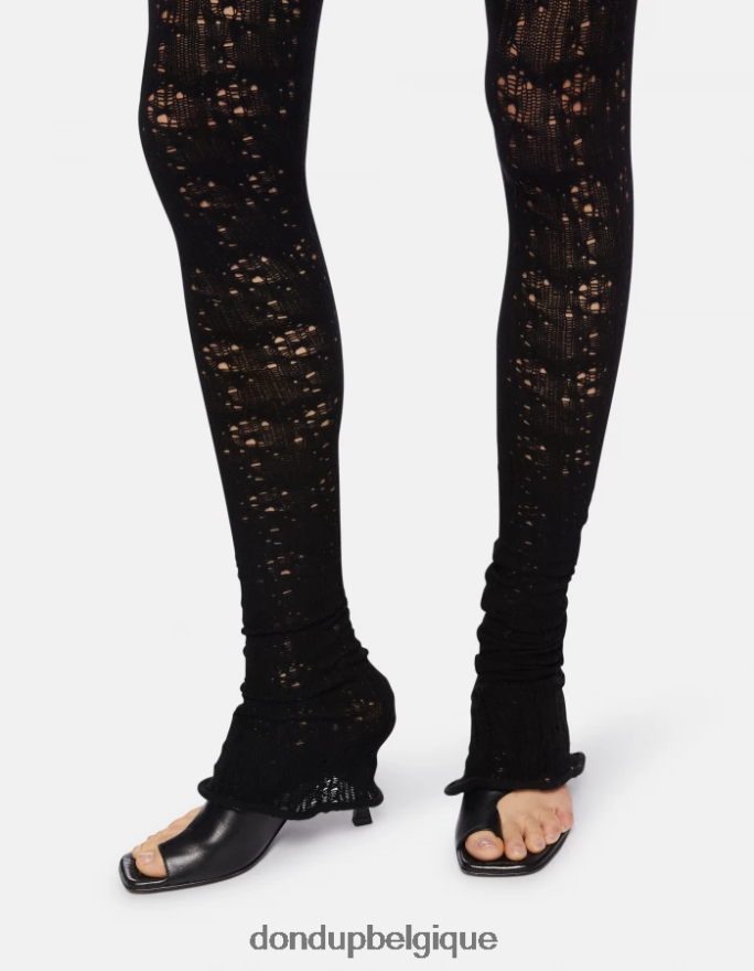 femmes vêtements DONDUP noir pantalon super skinny en dentelle 8826D0172