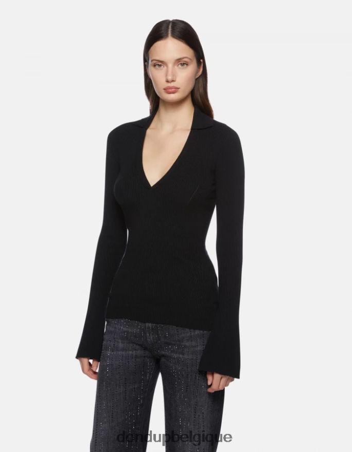 femmes vêtements DONDUP noir polo coupe slim en viscose 8826D0317