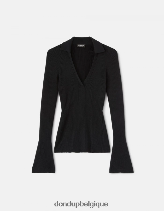 femmes vêtements DONDUP noir polo coupe slim en viscose 8826D0317