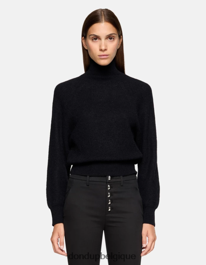 femmes vêtements DONDUP noir pull en mohair coupe classique à col polo 8826D0303