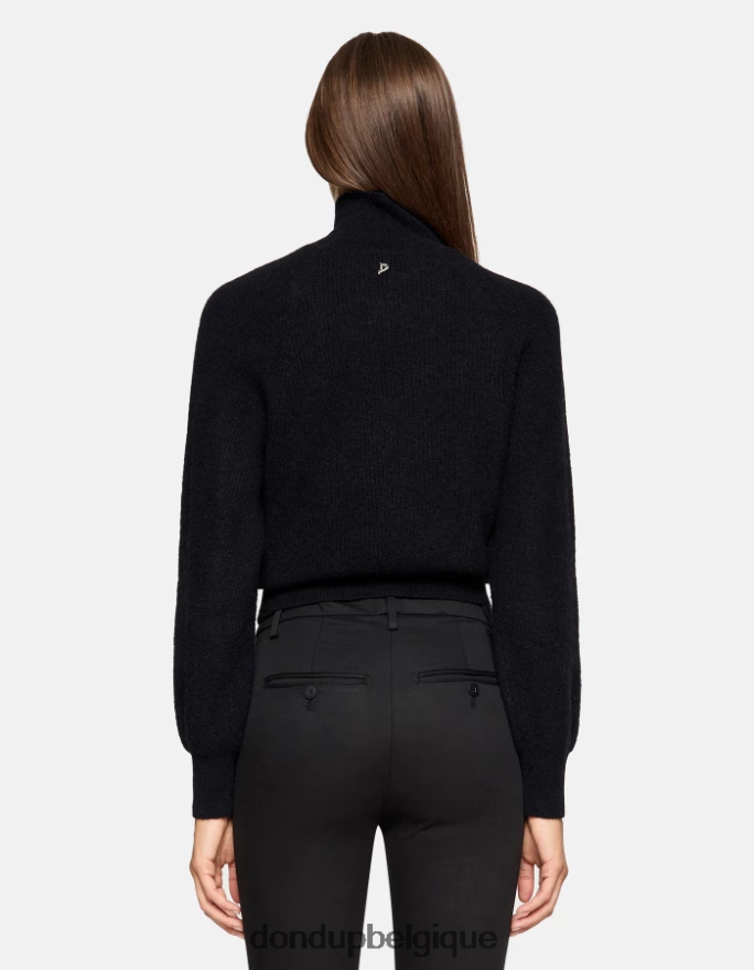femmes vêtements DONDUP noir pull en mohair coupe classique à col polo 8826D0303